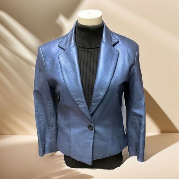 Michael Hoban North Beach Authentic Vintage Women’s Leather Blazer Jacket 1980’s - Picture 8 of 12